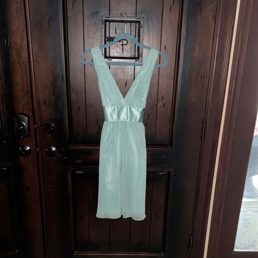 Forever 21 Blue Green Pleated V-Neck Sundress